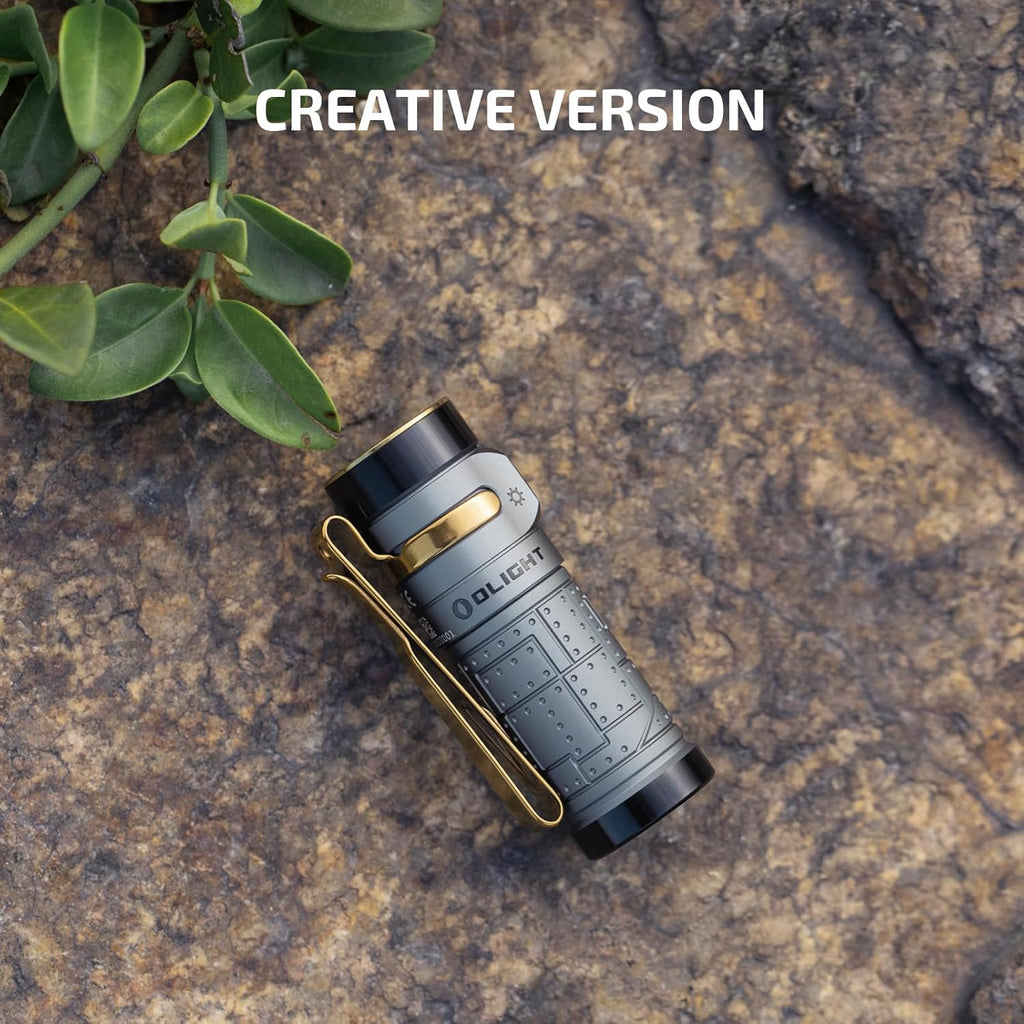 Baton4 Premium Edition EDC Flashlights 1300 Lumens with Type-C Charging Box, Powered by Battery, Small Bright Light IPX8 Waterproof for Emergencies, Outdoors (Orange)