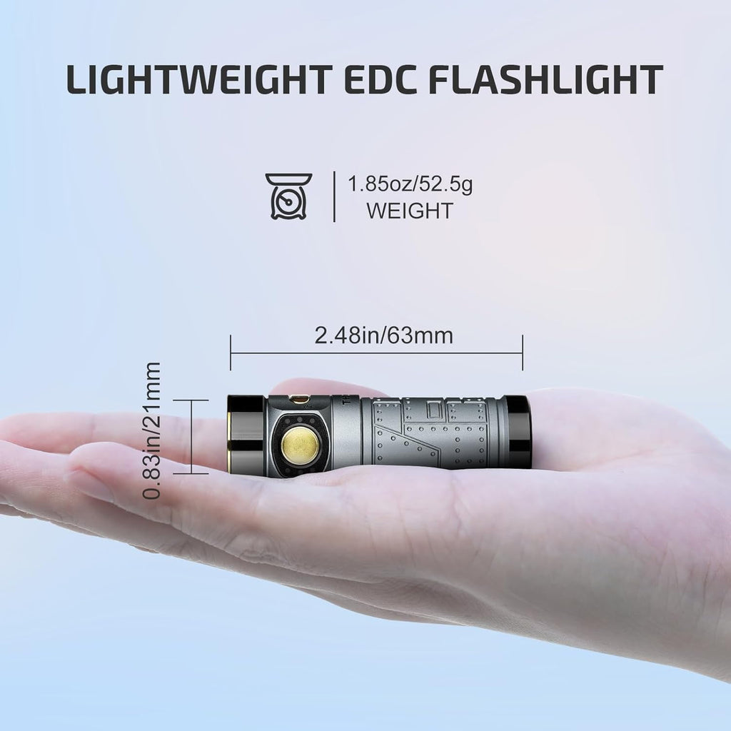 Baton4 Premium Edition EDC Flashlights 1300 Lumens with Type-C Charging Box, Powered by Battery, Small Bright Light IPX8 Waterproof for Emergencies, Outdoors (Orange)
