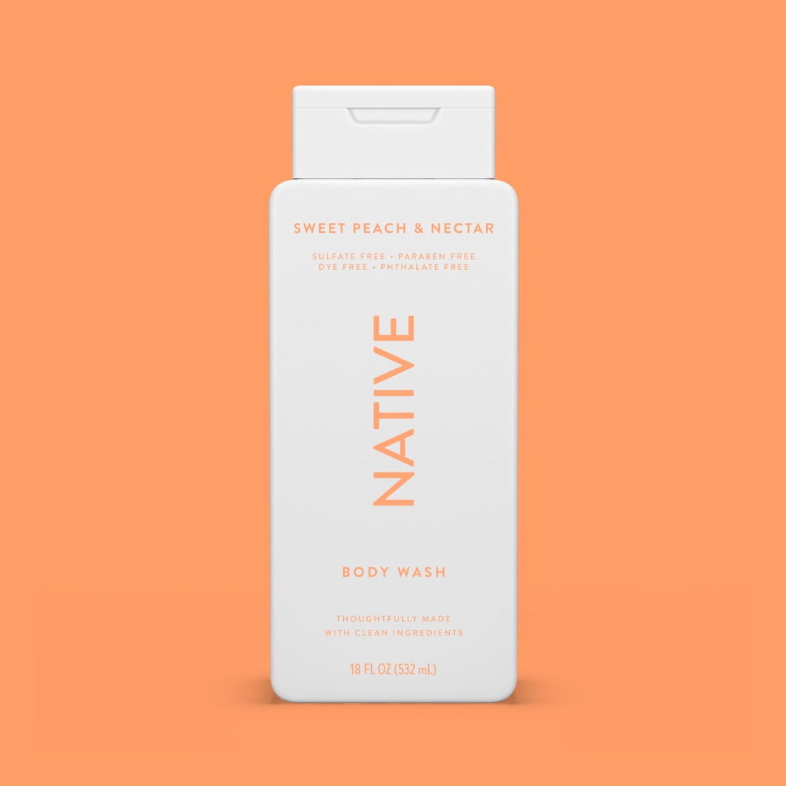 Body Wash, Sweet Peach &amp; Nectar, Sulfate Free, Naturally Derived Ingredients, 24hr Freshness, for Women &amp; Men, 18 fl oz