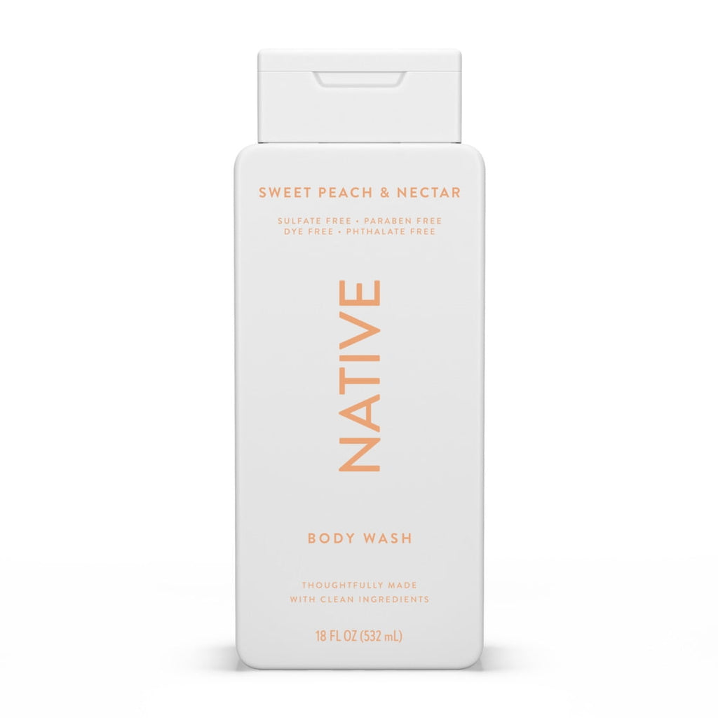 Body Wash, Sweet Peach &amp; Nectar, Sulfate Free, Naturally Derived Ingredients, 24hr Freshness, for Women &amp; Men, 18 fl oz