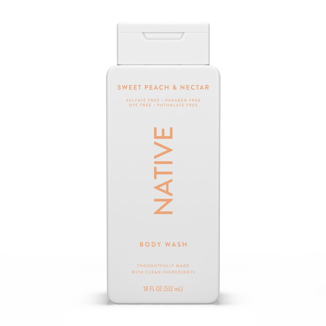 Body Wash, Sweet Peach &amp; Nectar, Sulfate Free, Naturally Derived Ingredients, 24hr Freshness, for Women &amp; Men, 18 fl oz