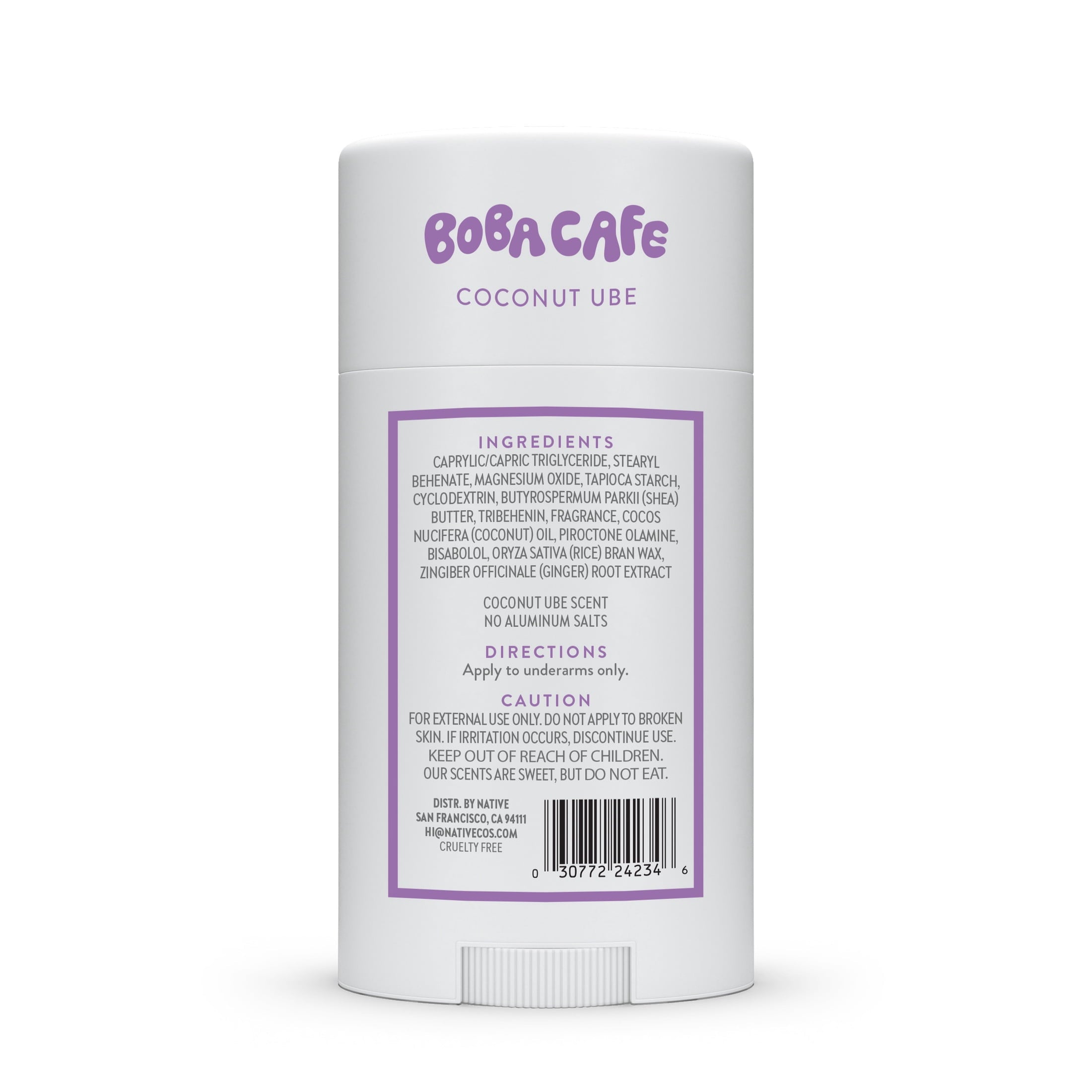 Aluminum Free Deodorant, Limited Edition Coconut Ube, 72 Hour Odor Protection, for Women and Men, Boba Café, 2.65oz