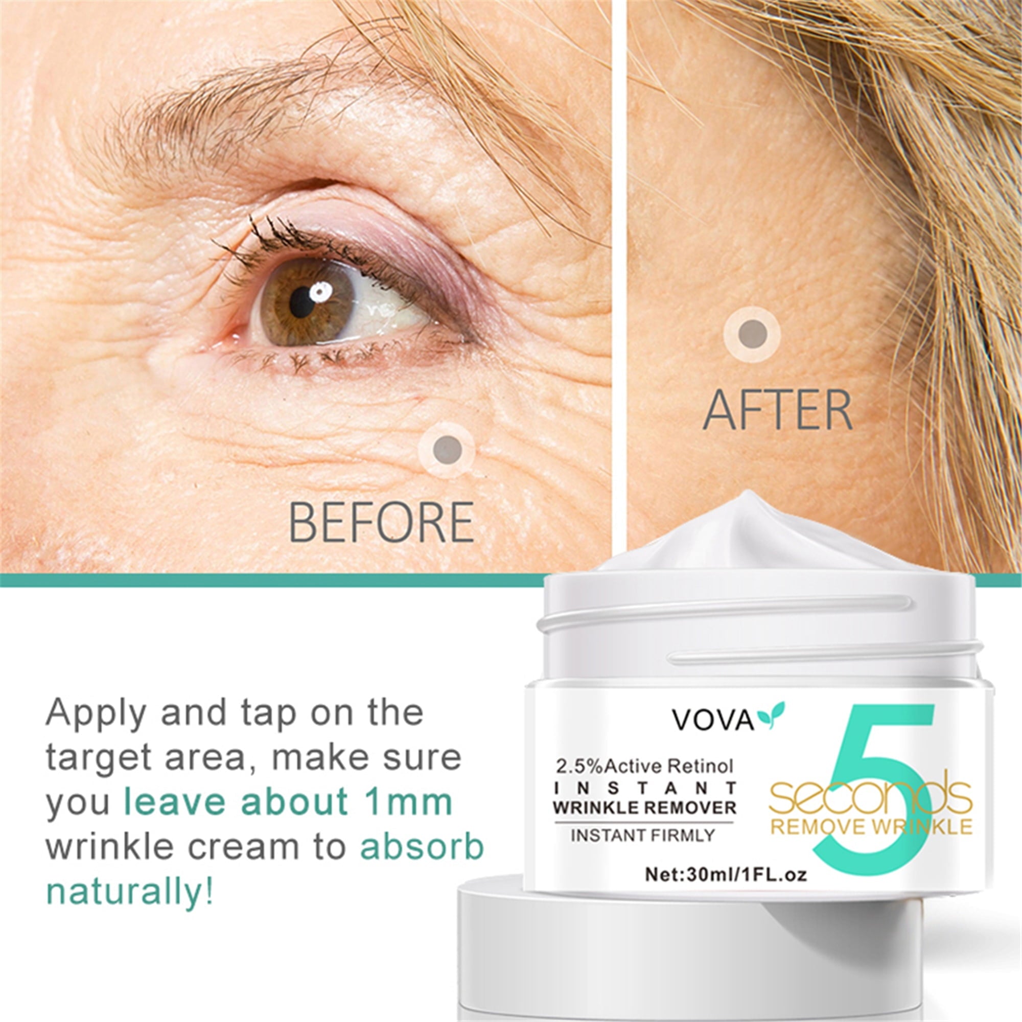 for - 5 Seconds Instant Effect, Anti Aging Fade Wrinkle Fast Absorption Expertise Wrinkle Remover Cream Face Essence Cream, 1oz