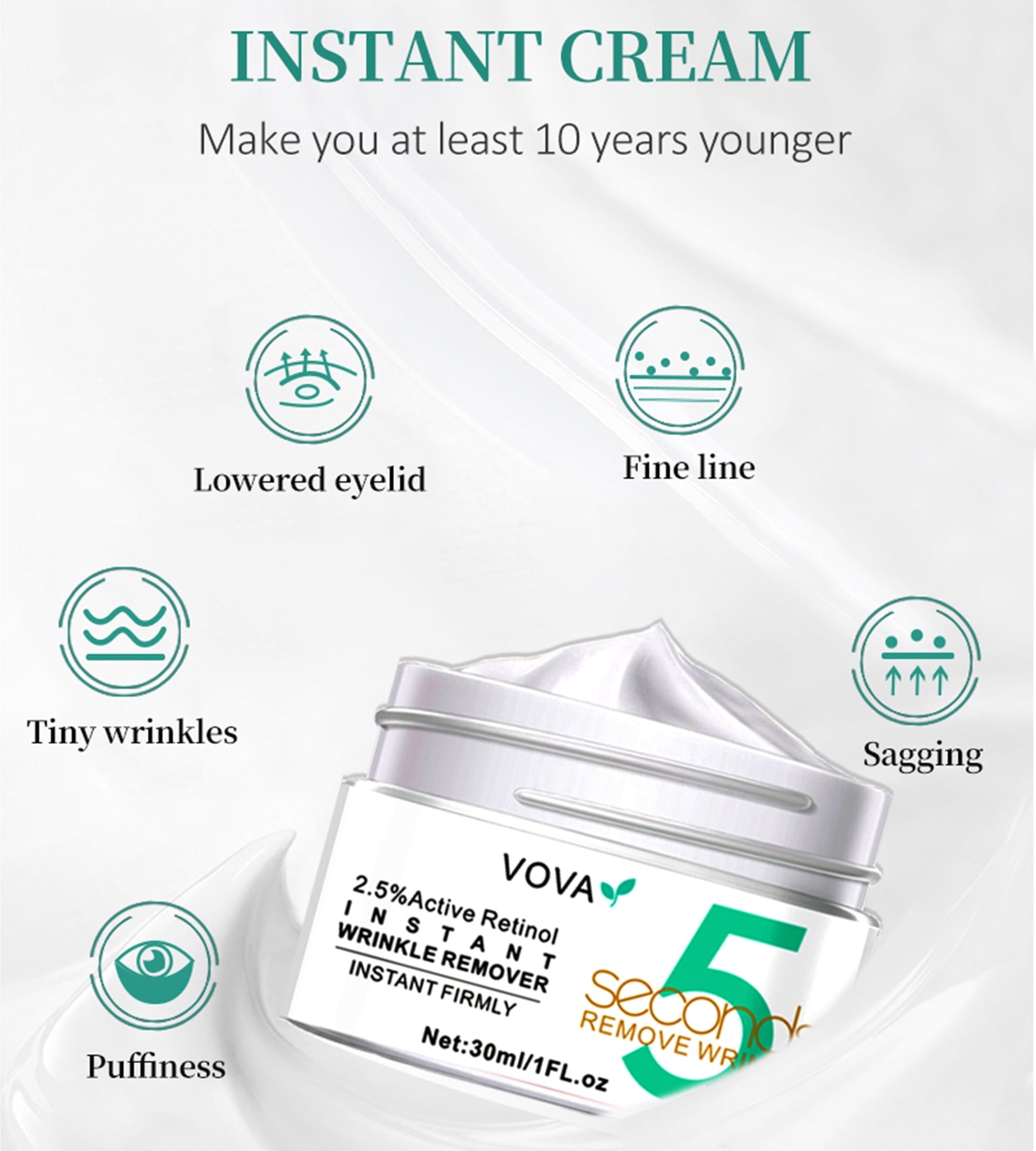 for - 5 Seconds Instant Effect, Anti Aging Fade Wrinkle Fast Absorption Expertise Wrinkle Remover Cream Face Essence Cream, 1oz