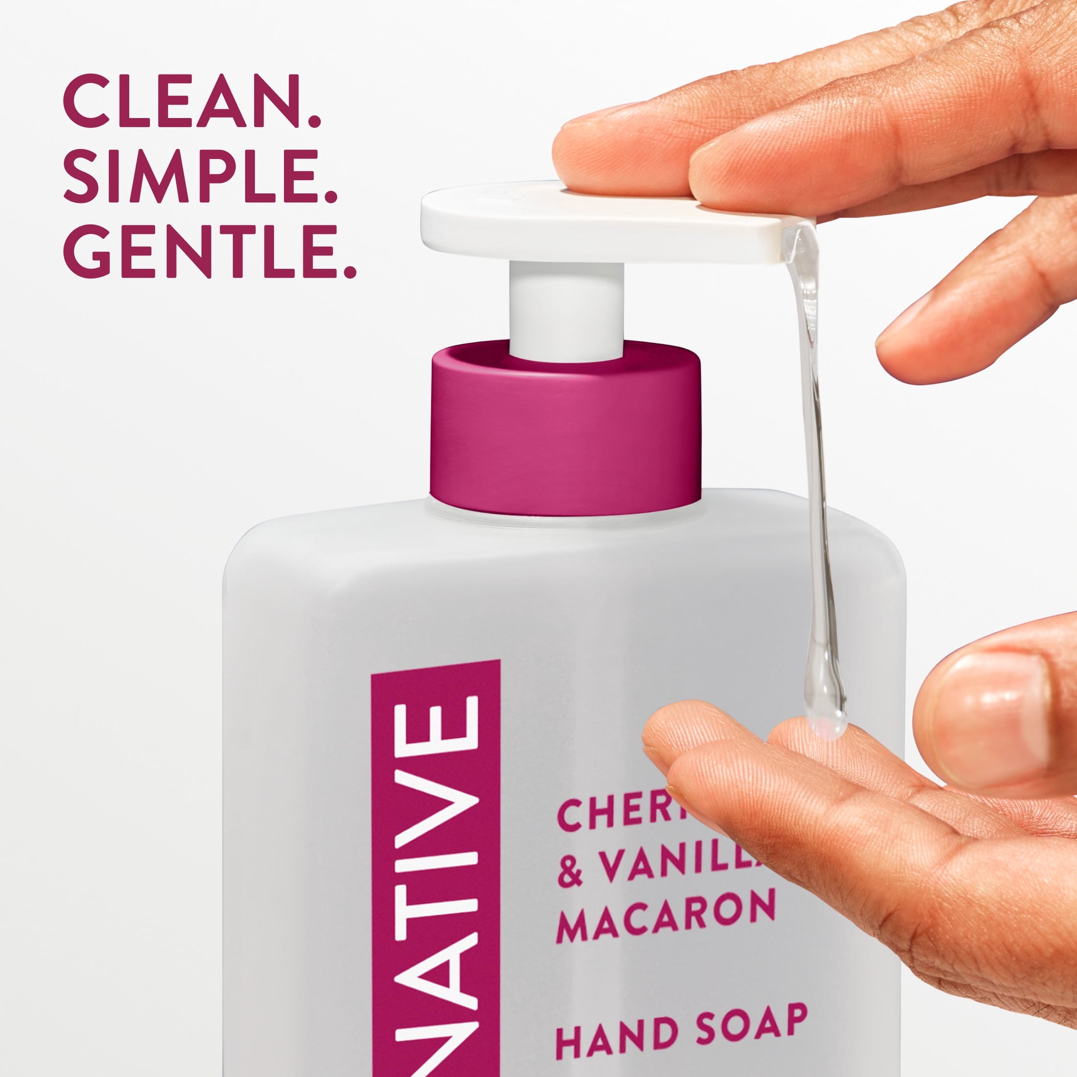 Liquid Hand Soap, Cherry &amp; Vanilla Macaron, Non-drying, Naturally Derived Cleansers, Sulfate Free, 13 fl oz