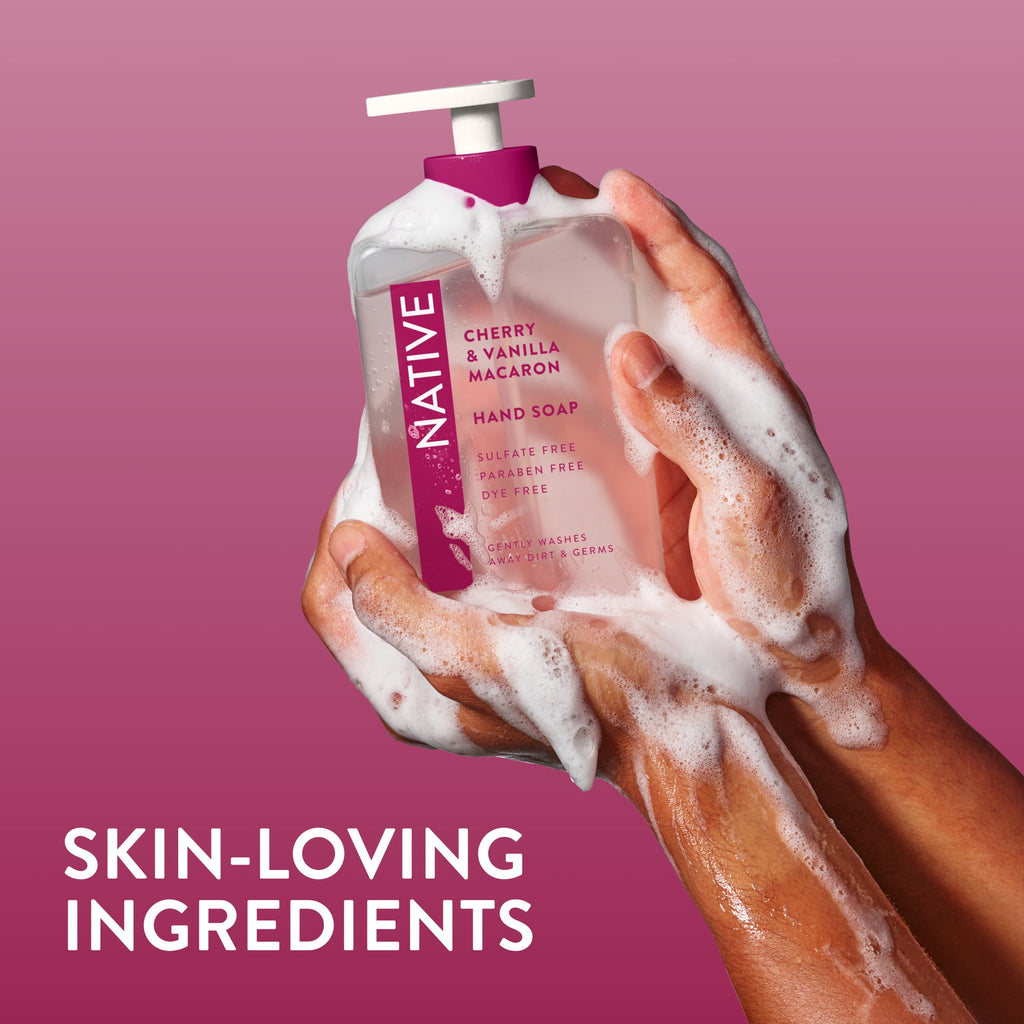 Liquid Hand Soap, Cherry &amp; Vanilla Macaron, Non-drying, Naturally Derived Cleansers, Sulfate Free, 13 fl oz