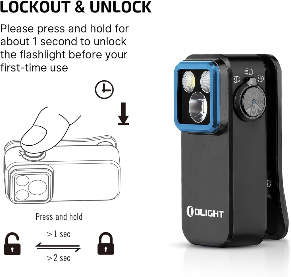 Oclip Pro EDC Flashlight Clip-on Light, Rechargeable 500 Lumens with Three Lighting Solutions Type-C Charging, Magnetic Flash Lights for Signaling, Cycling, Outdoor or Indoor Use(Black)