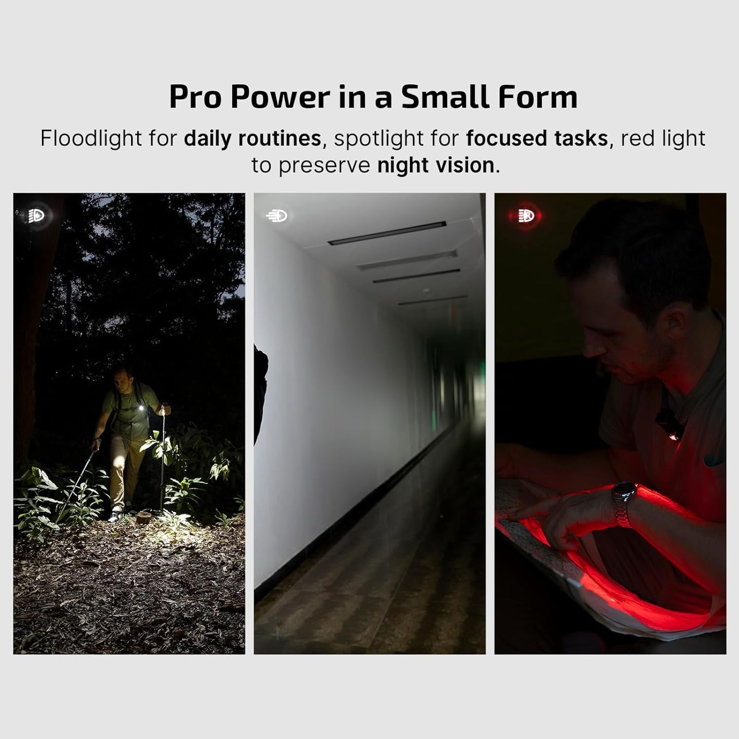 Oclip Pro EDC Flashlight Clip-on Light, Rechargeable 500 Lumens with Three Lighting Solutions Type-C Charging, Magnetic Flash Lights for Signaling, Cycling, Outdoor or Indoor Use(Black)