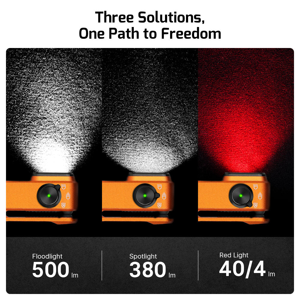 Oclip Pro EDC Flashlight Clip-on Light, Rechargeable 500 Lumens with Three Lighting Solutions Type-C Charging, Magnetic Flash Lights for Signaling, Cycling, Outdoor or Indoor Use(Black)