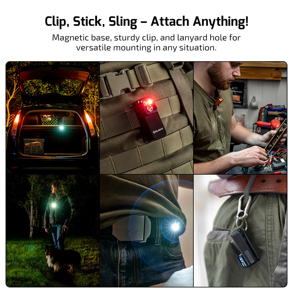 Oclip Pro EDC Flashlight Clip-on Light, Rechargeable 500 Lumens with Three Lighting Solutions Type-C Charging, Magnetic Flash Lights for Signaling, Cycling, Outdoor or Indoor Use(Black)