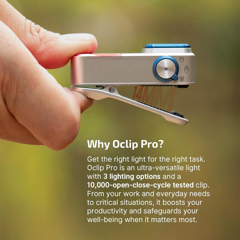 Oclip Pro EDC Flashlight Clip-on Light, Rechargeable 500 Lumens with Three Lighting Solutions Type-C Charging, Magnetic Flash Lights for Signaling, Cycling, Outdoor or Indoor Use(Black)
