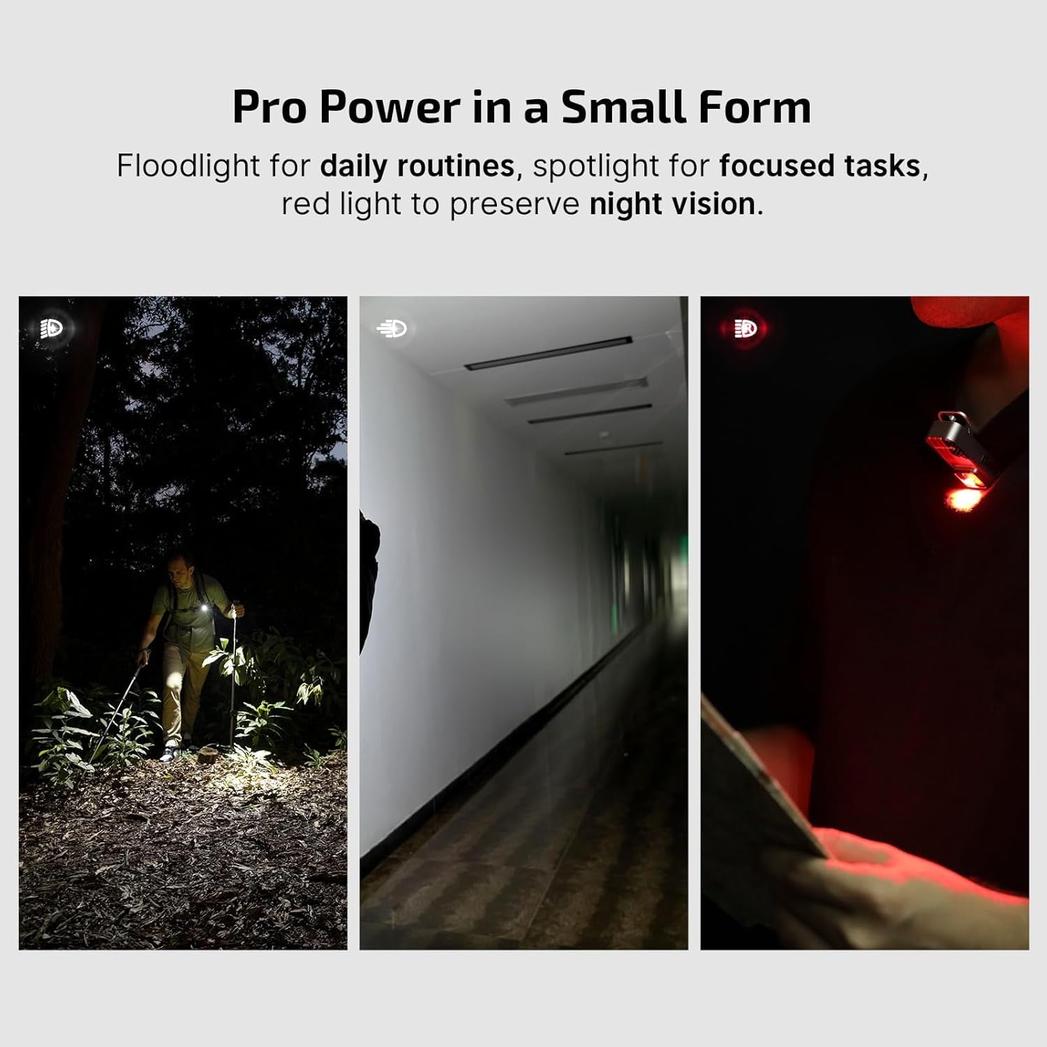 Oclip Pro EDC Flashlight Clip-on Light, Rechargeable 500 Lumens with Three Lighting Solutions Type-C Charging, Magnetic Flash Lights for Signaling, Cycling, Outdoor or Indoor Use(Black)