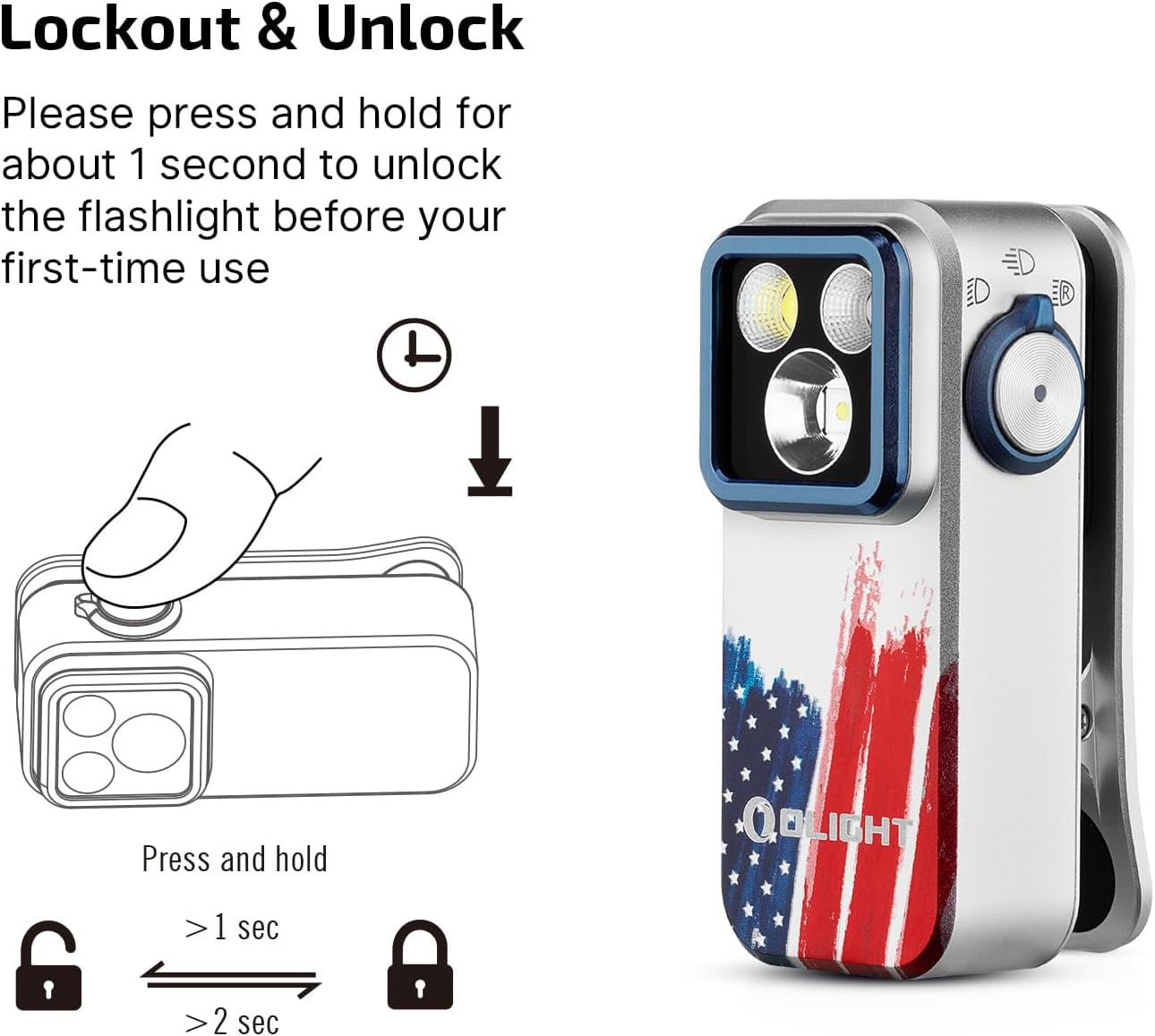 Oclip Pro EDC Flashlight Clip-on Light, Rechargeable 500 Lumens with Three Lighting Solutions Type-C Charging, Magnetic Flash Lights for Signaling, Cycling, Outdoor or Indoor Use(Black)