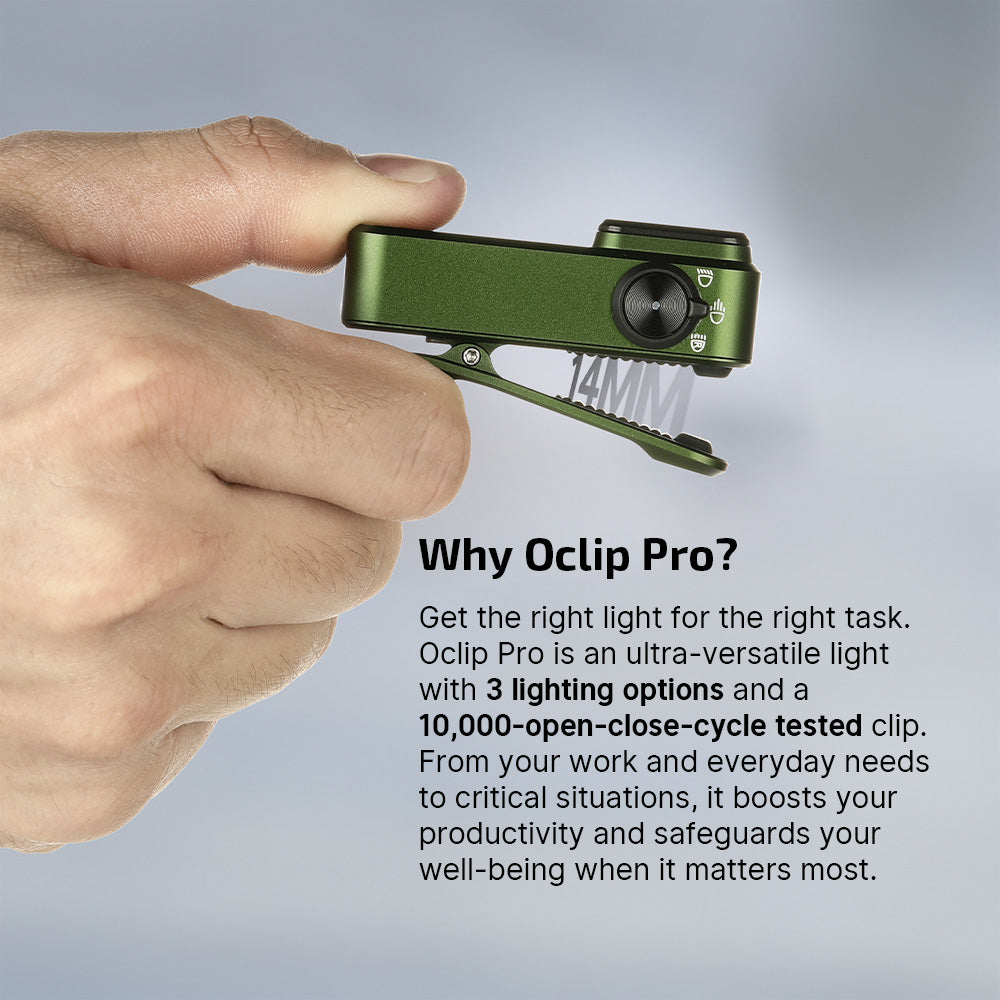 Oclip Pro EDC Flashlight Clip-on Light, Rechargeable 500 Lumens with Three Lighting Solutions Type-C Charging, Magnetic Flash Lights for Signaling, Cycling, Outdoor or Indoor Use(Black)