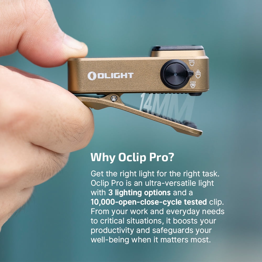 Oclip Pro EDC Flashlight Clip-on Light, Rechargeable 500 Lumens with Three Lighting Solutions Type-C Charging, Magnetic Flash Lights for Signaling, Cycling, Outdoor or Indoor Use(Black)