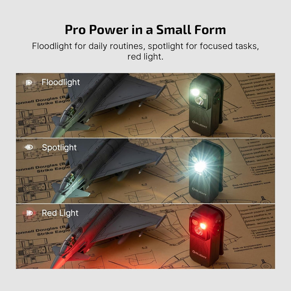 Oclip Pro EDC Flashlight Clip-on Light, Rechargeable 500 Lumens with Three Lighting Solutions Type-C Charging, Magnetic Flash Lights for Signaling, Cycling, Outdoor or Indoor Use(Black)