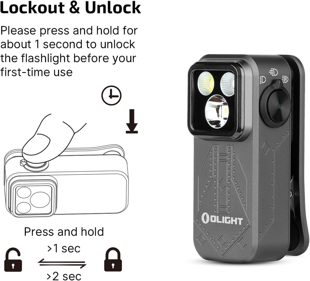 Oclip Pro EDC Flashlight Clip-on Light, Rechargeable 500 Lumens with Three Lighting Solutions Type-C Charging, Magnetic Flash Lights for Signaling, Cycling, Outdoor or Indoor Use(Black)