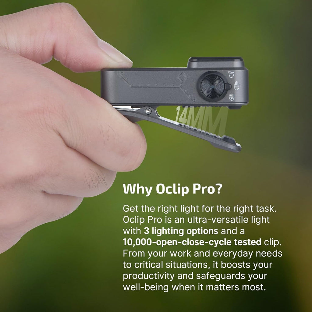 Oclip Pro EDC Flashlight Clip-on Light, Rechargeable 500 Lumens with Three Lighting Solutions Type-C Charging, Magnetic Flash Lights for Signaling, Cycling, Outdoor or Indoor Use(Black)