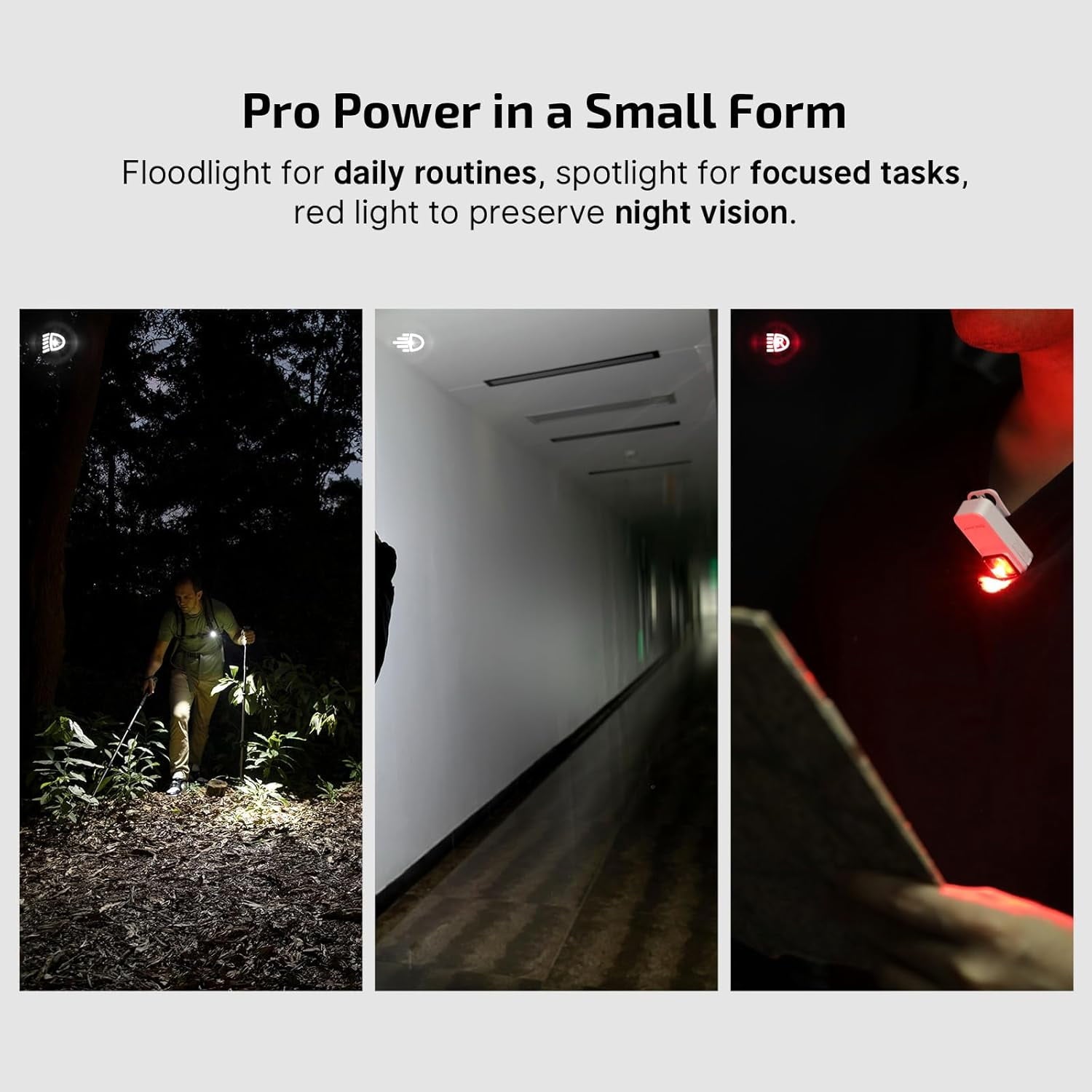 Oclip Pro EDC Flashlight Clip-on Light, Rechargeable 500 Lumens with Three Lighting Solutions Type-C Charging, Magnetic Flash Lights for Signaling, Cycling, Outdoor or Indoor Use(Black)