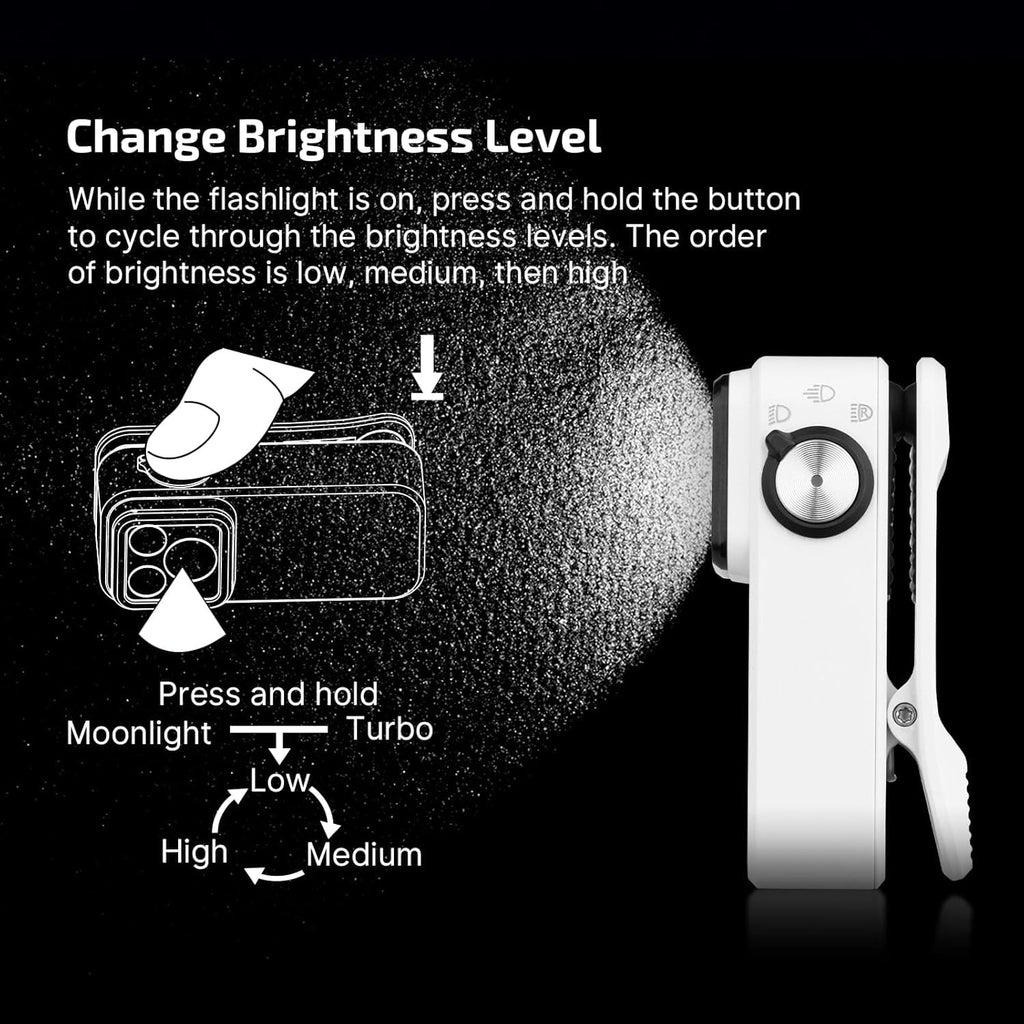 Oclip Pro EDC Flashlight Clip-on Light, Rechargeable 500 Lumens with Three Lighting Solutions Type-C Charging, Magnetic Flash Lights for Signaling, Cycling, Outdoor or Indoor Use(Black)