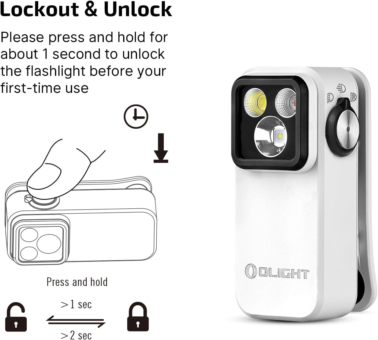 Oclip Pro EDC Flashlight Clip-on Light, Rechargeable 500 Lumens with Three Lighting Solutions Type-C Charging, Magnetic Flash Lights for Signaling, Cycling, Outdoor or Indoor Use(Black)
