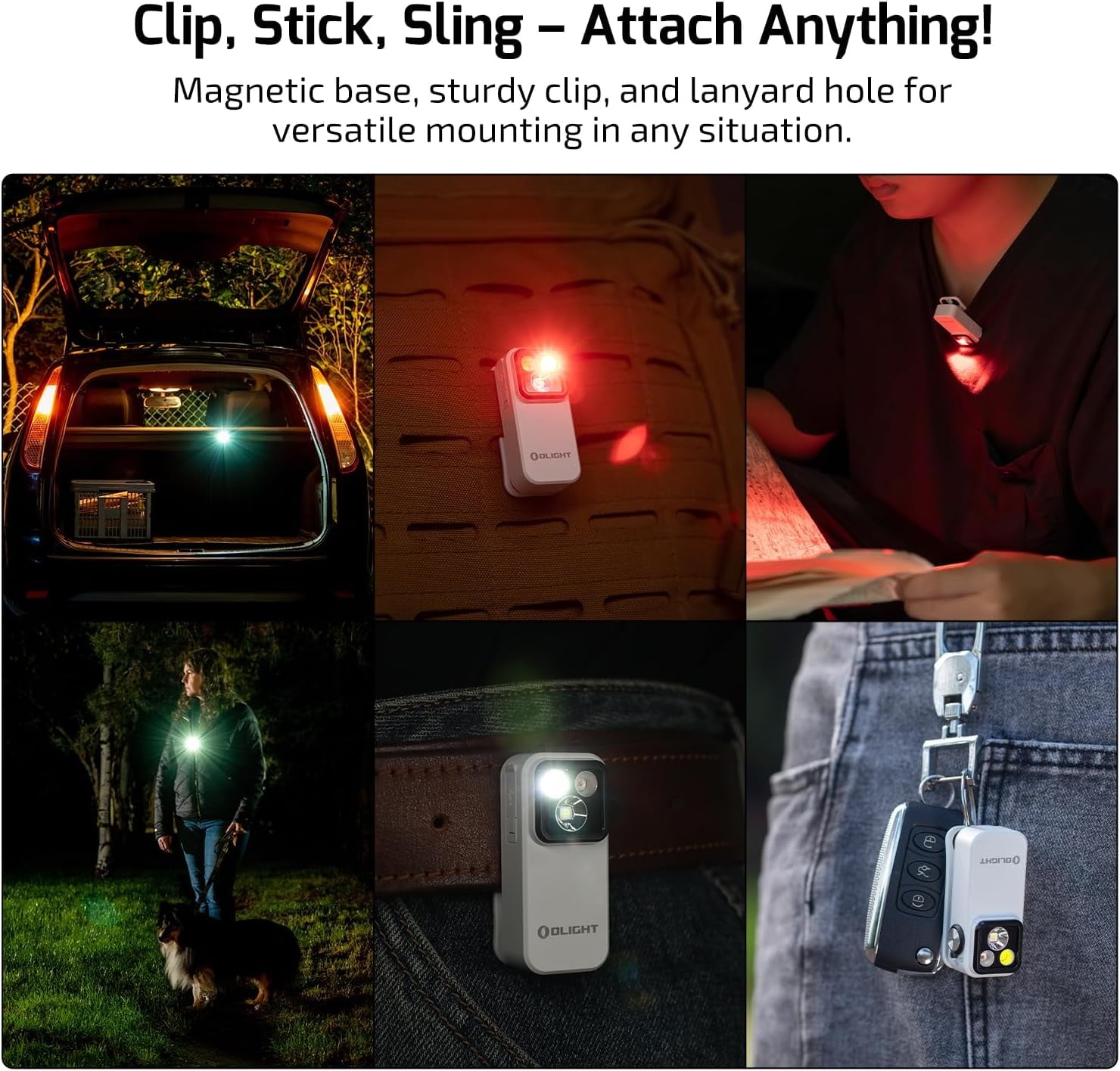 Oclip Pro EDC Flashlight Clip-on Light, Rechargeable 500 Lumens with Three Lighting Solutions Type-C Charging, Magnetic Flash Lights for Signaling, Cycling, Outdoor or Indoor Use(Black)