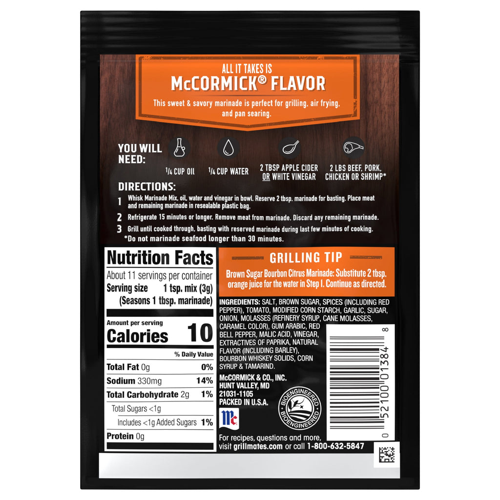 Seaoning Mix, Brown Sugar Bourbon Marinade, 1.25 oz Packet