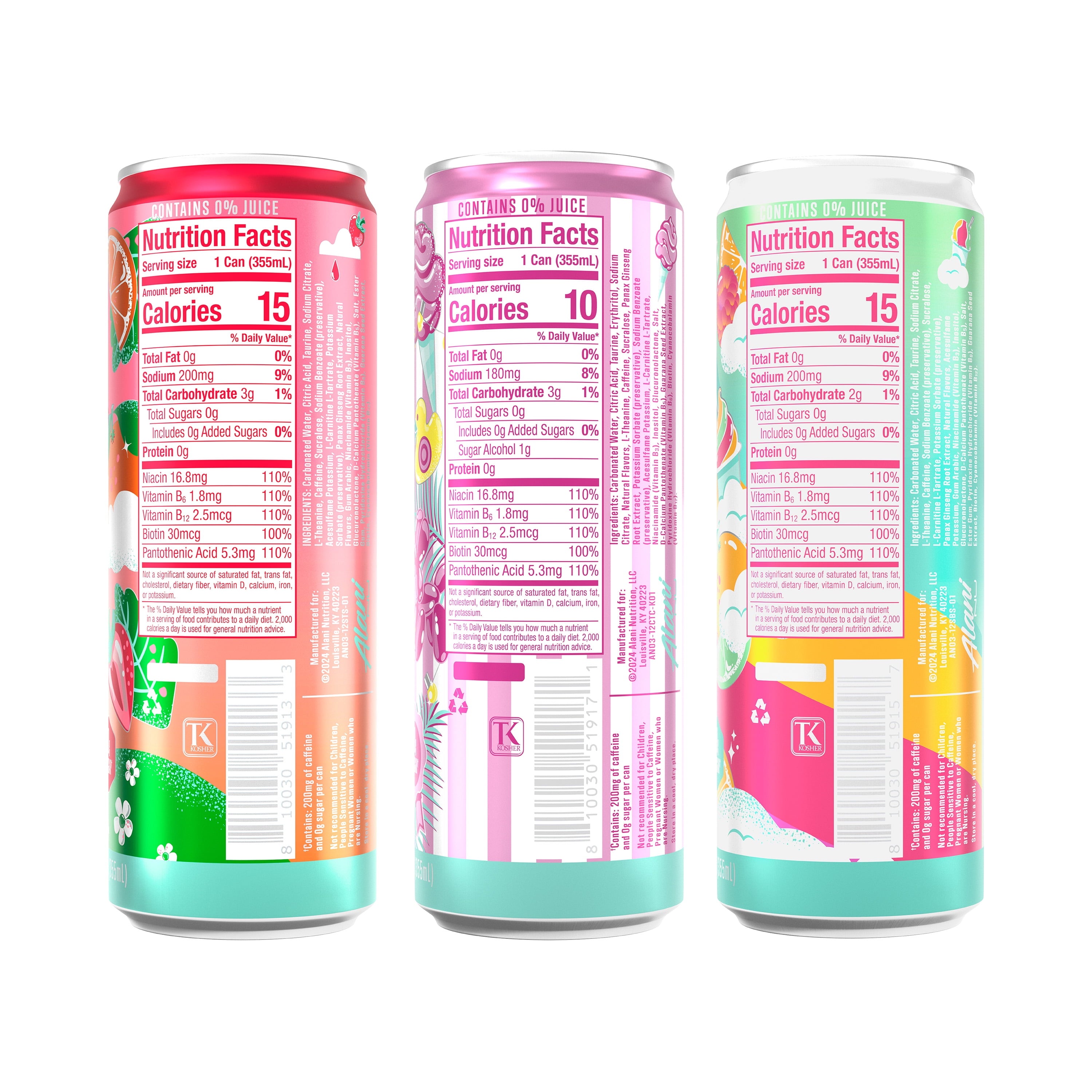 Variety Pack Cotton Candy, Straw Sunrise, Sherbert Swirl, 12 fl oz, pack of 12
