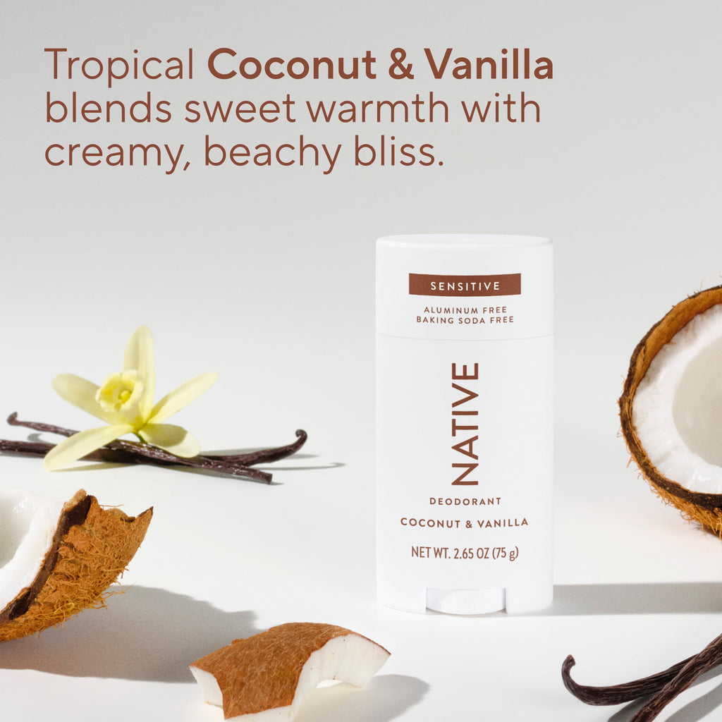 Deodorant, Sensitive, Aluminum Free, Coconut &amp; Vanilla, for Women and Men, 2.65 oz