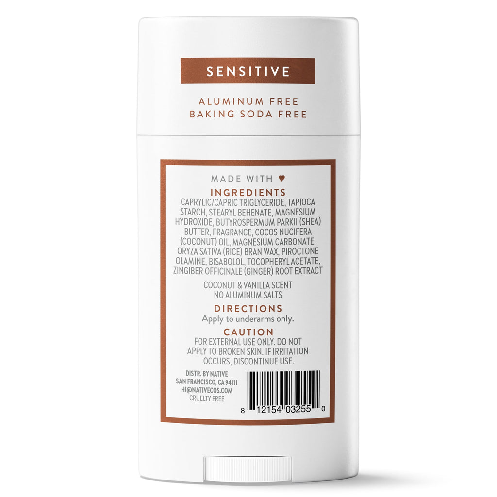 Deodorant, Sensitive, Aluminum Free, Coconut &amp; Vanilla, for Women and Men, 2.65 oz