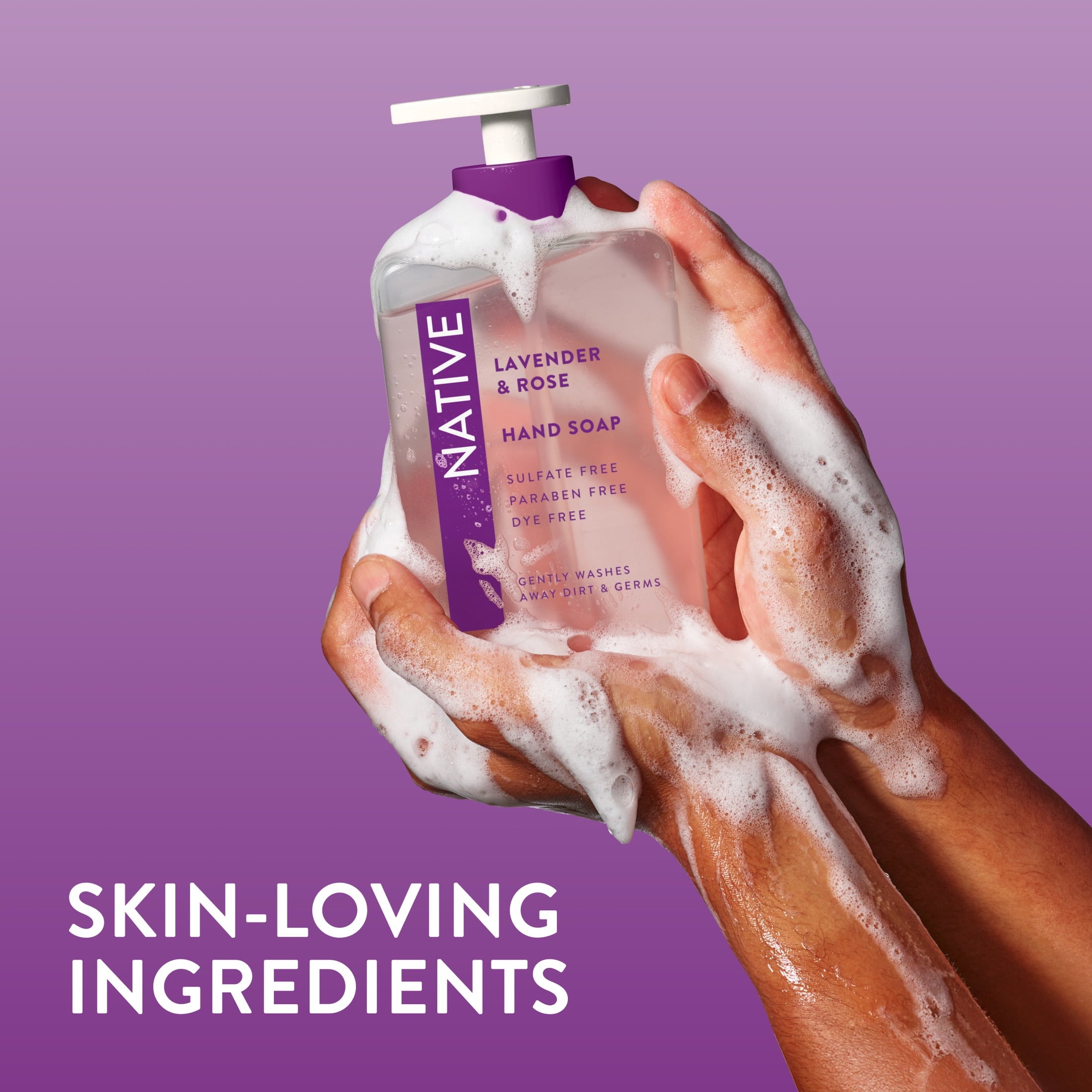 Liquid Hand Soap, Lavender &amp; Rose, Non-drying, Naturally Derived Cleansers, Sulfate Free, 13 fl oz