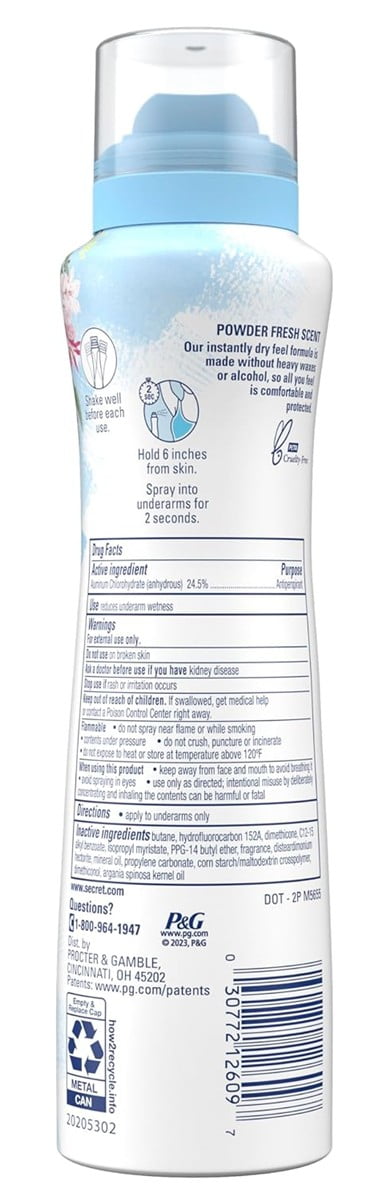 Deodorant Dry Spray Original Powder Fresh 4.1oz (Pack of 2)