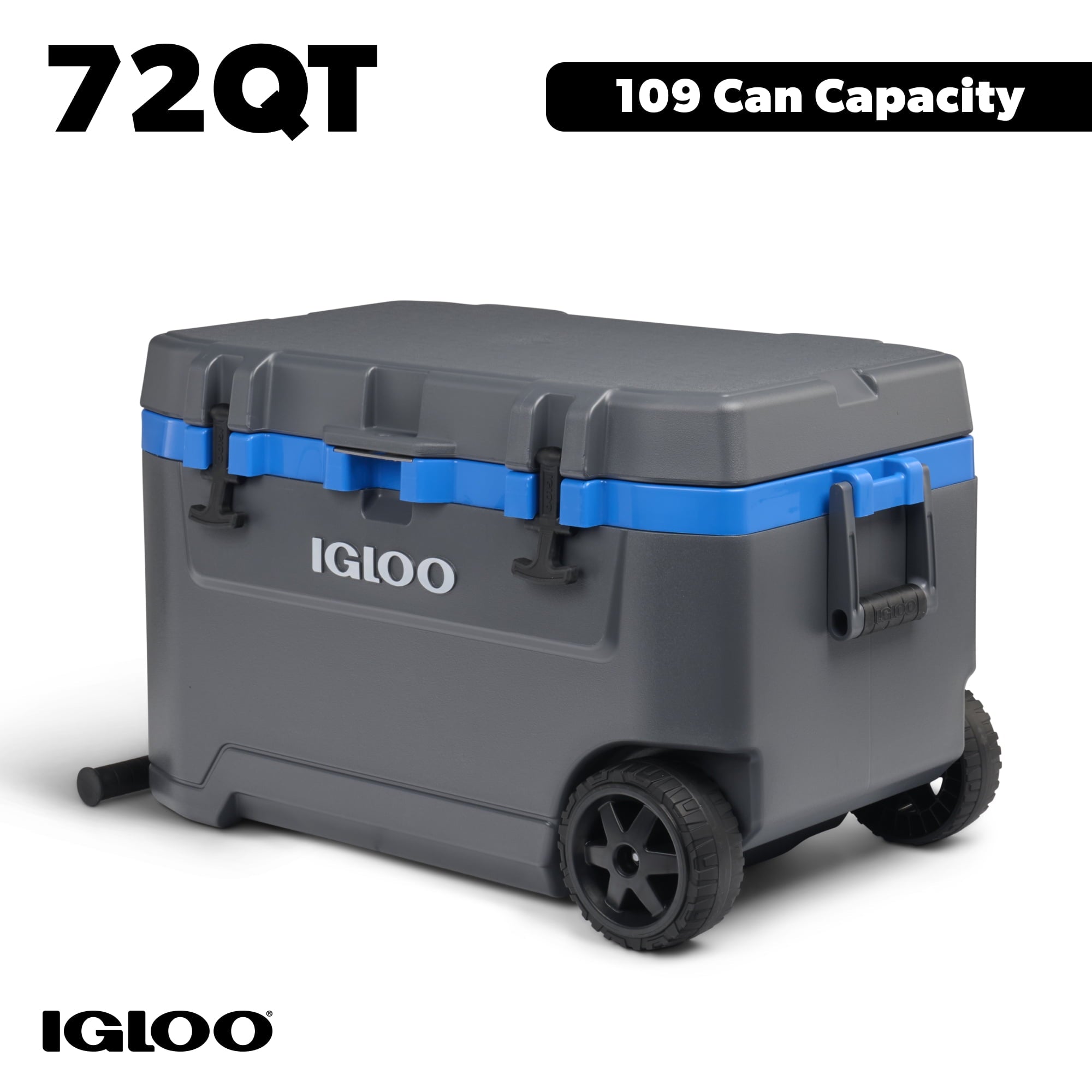 72 QT Overland Ice Chest Cooler with Wheels, Gray and Sneaky Blue
