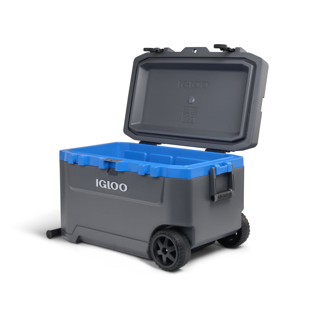 72 QT Overland Ice Chest Cooler with Wheels, Gray and Sneaky Blue