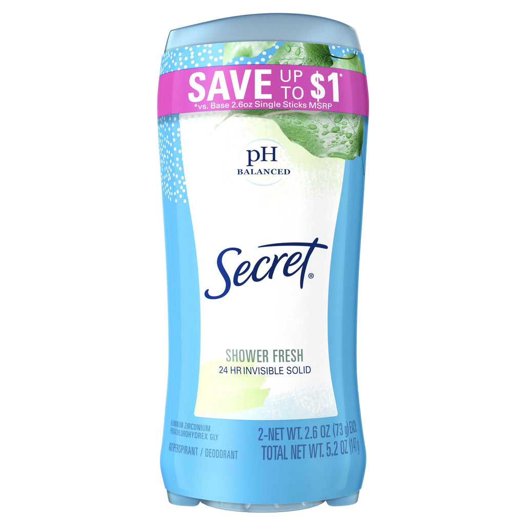 Invisible Solid Antiperspirant Deodorant for Women, Shower Fresh, 2.6 oz Each, 2 Pack