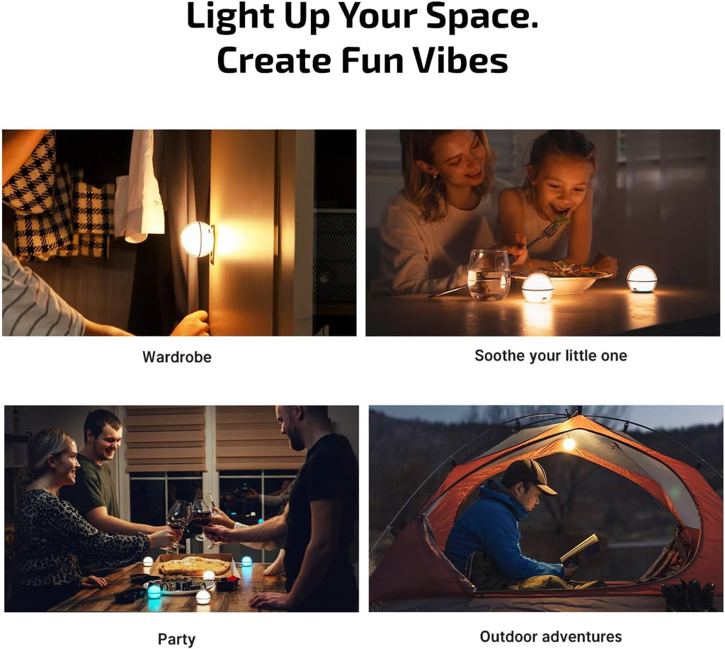 Sphere C Smart Night Light, USB-C Rechargeable, App Control Ambient Lighting, 75 Lumens Stepless Dimming Nightlamp, Portable for Parties, Camping, Reading or Bedrooms (Type-C Cable Excluded)