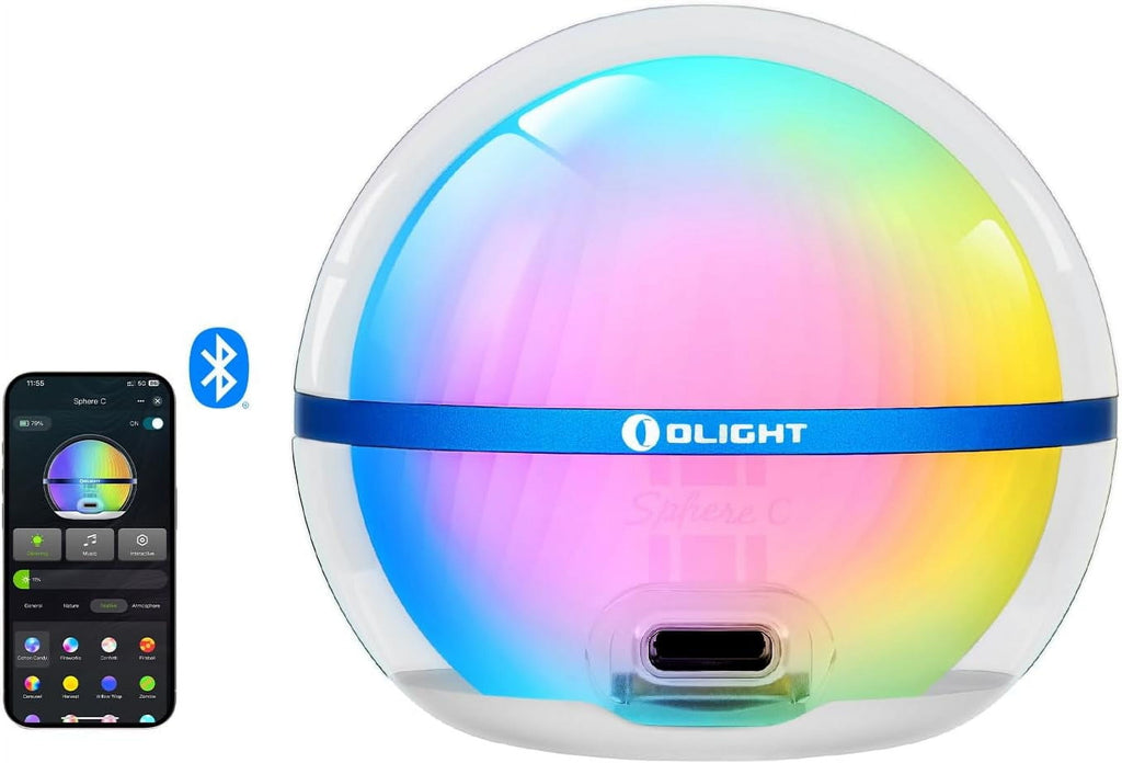 Sphere C Smart Night Light, USB-C Rechargeable, App Control Ambient Lighting, 75 Lumens Stepless Dimming Nightlamp, Portable for Parties, Camping, Reading or Bedrooms (Type-C Cable Excluded)