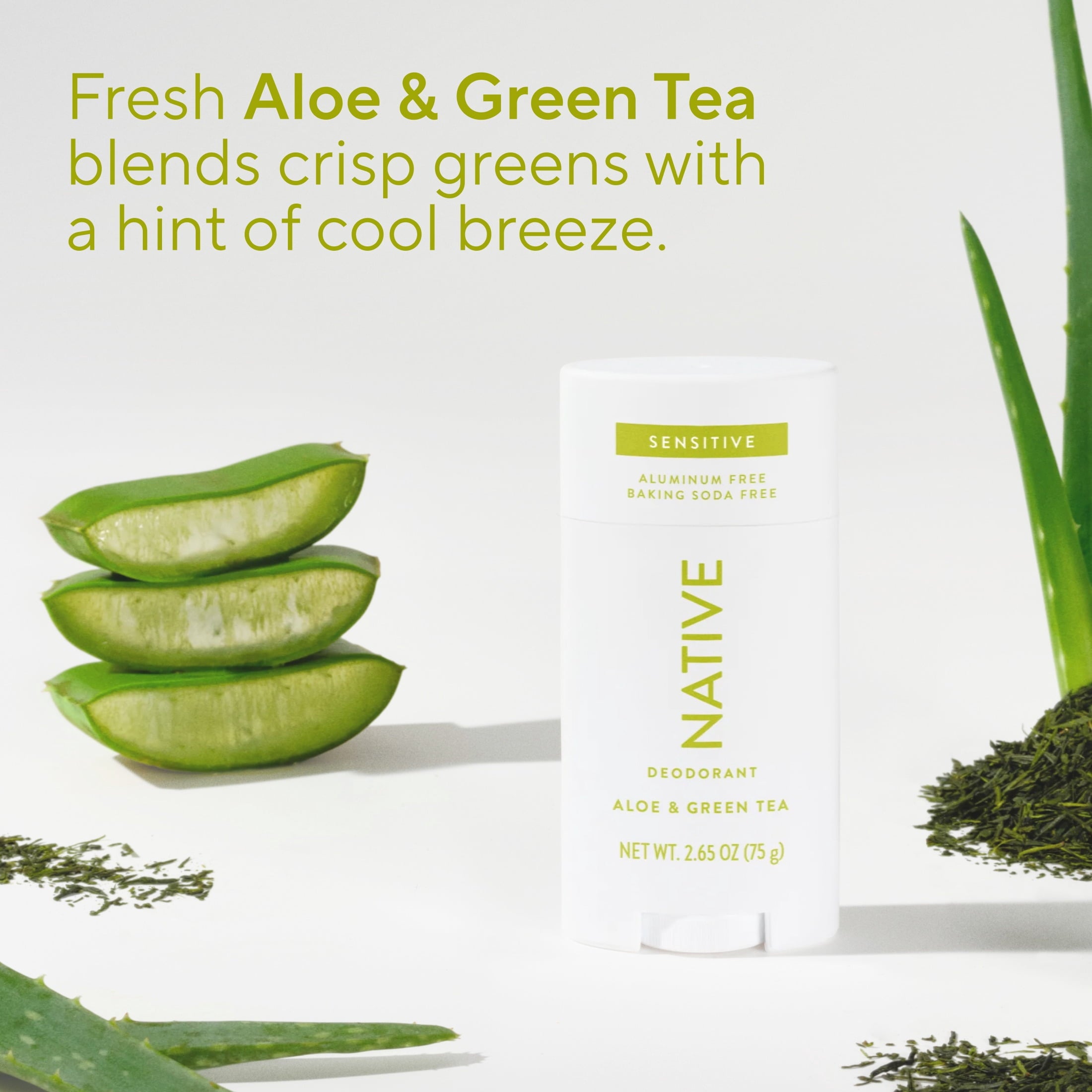 Sensitive Deodorant For Women, Aluminum Free Deodorant Stick, Aloe &amp; Green Tea, 2.65oz