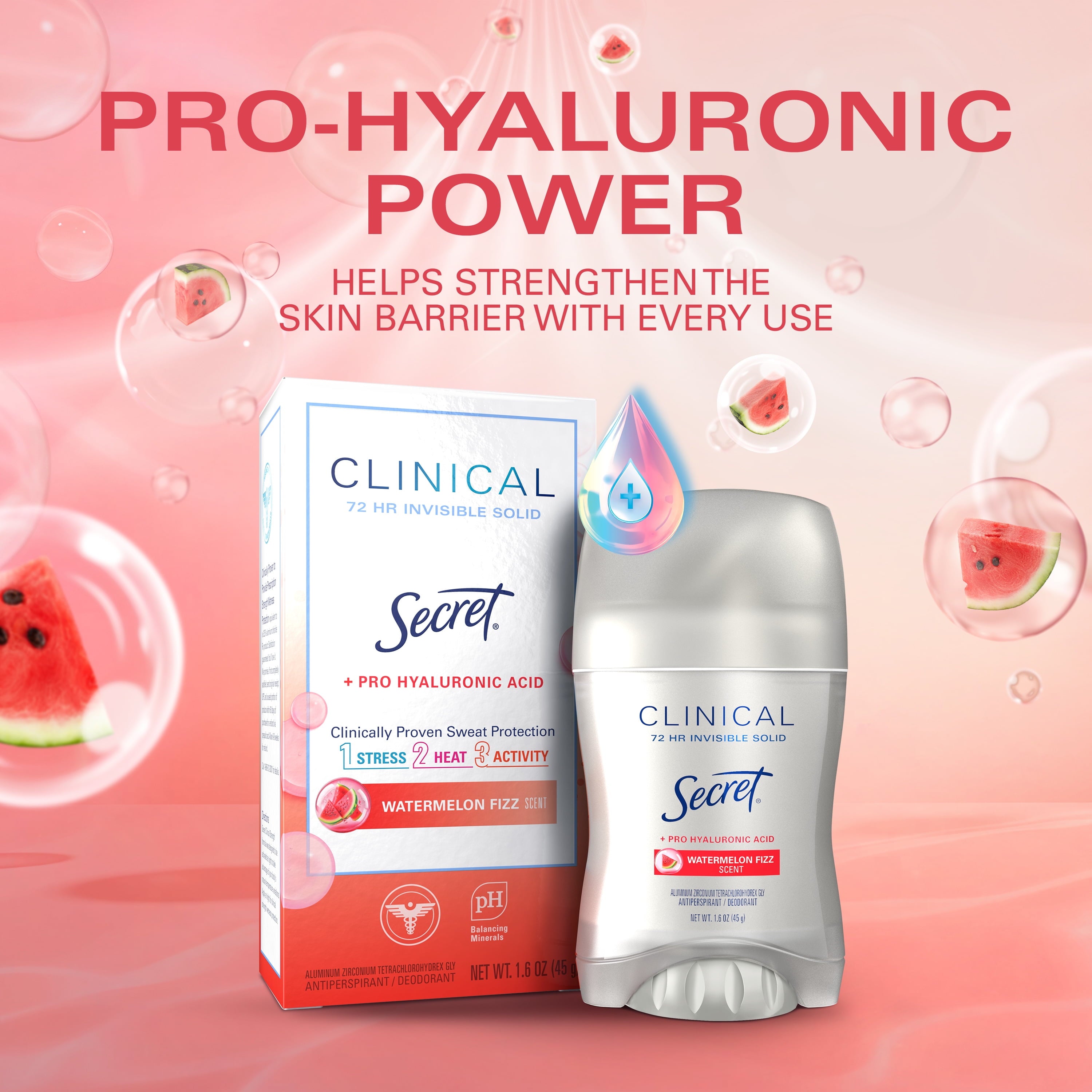 Clinical 72 HR l Invisible Solid Antiperspirant Mandarin Fizz with Pro-Hyaluronic Power 1.6 oz