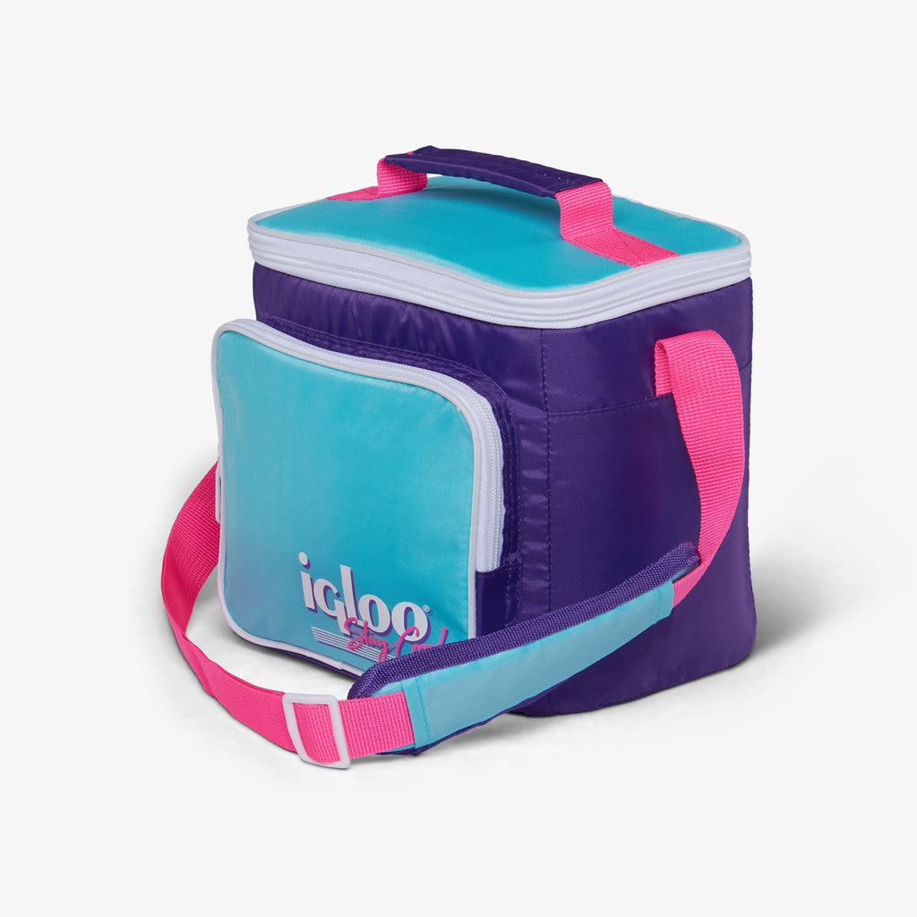 Igloo 9 can Retro Square Lunch Cooler Bag, Lilac Breeze and Light Blue