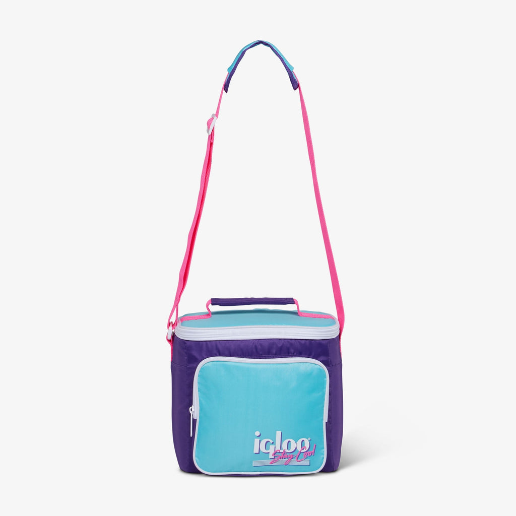 Igloo 9 can Retro Square Lunch Cooler Bag, Lilac Breeze and Light Blue