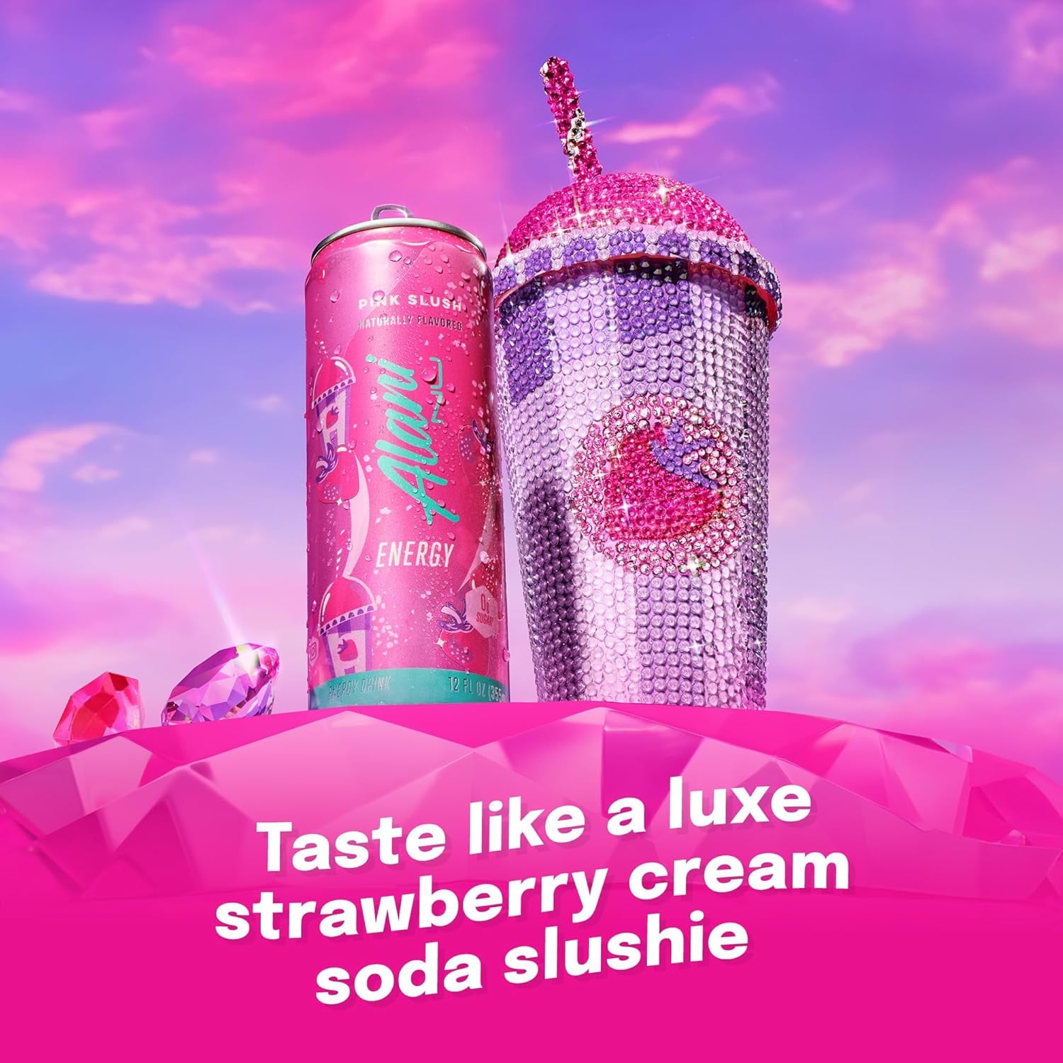 Sugar Free Energy Drink, Pink Slush 12oz Can (12 Pack)