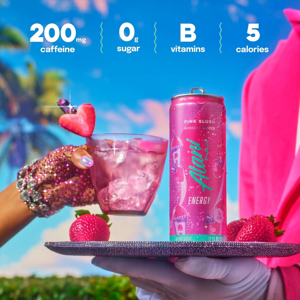 Sugar Free Energy Drink, Pink Slush 12oz Can (12 Pack)