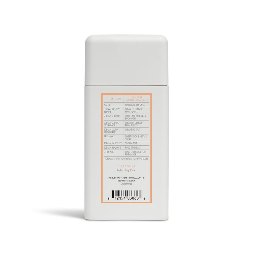 Body Wash, Sweet Peach &amp; Nectar, Sulfate Free, Naturally Derived Ingredients, 24hr Freshness, for Women &amp; Men, 3 fl oz