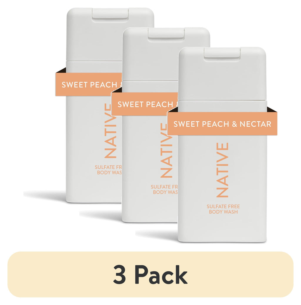 Body Wash, Sweet Peach &amp; Nectar, Sulfate Free, Naturally Derived Ingredients, 24hr Freshness, for Women &amp; Men, 3 fl oz