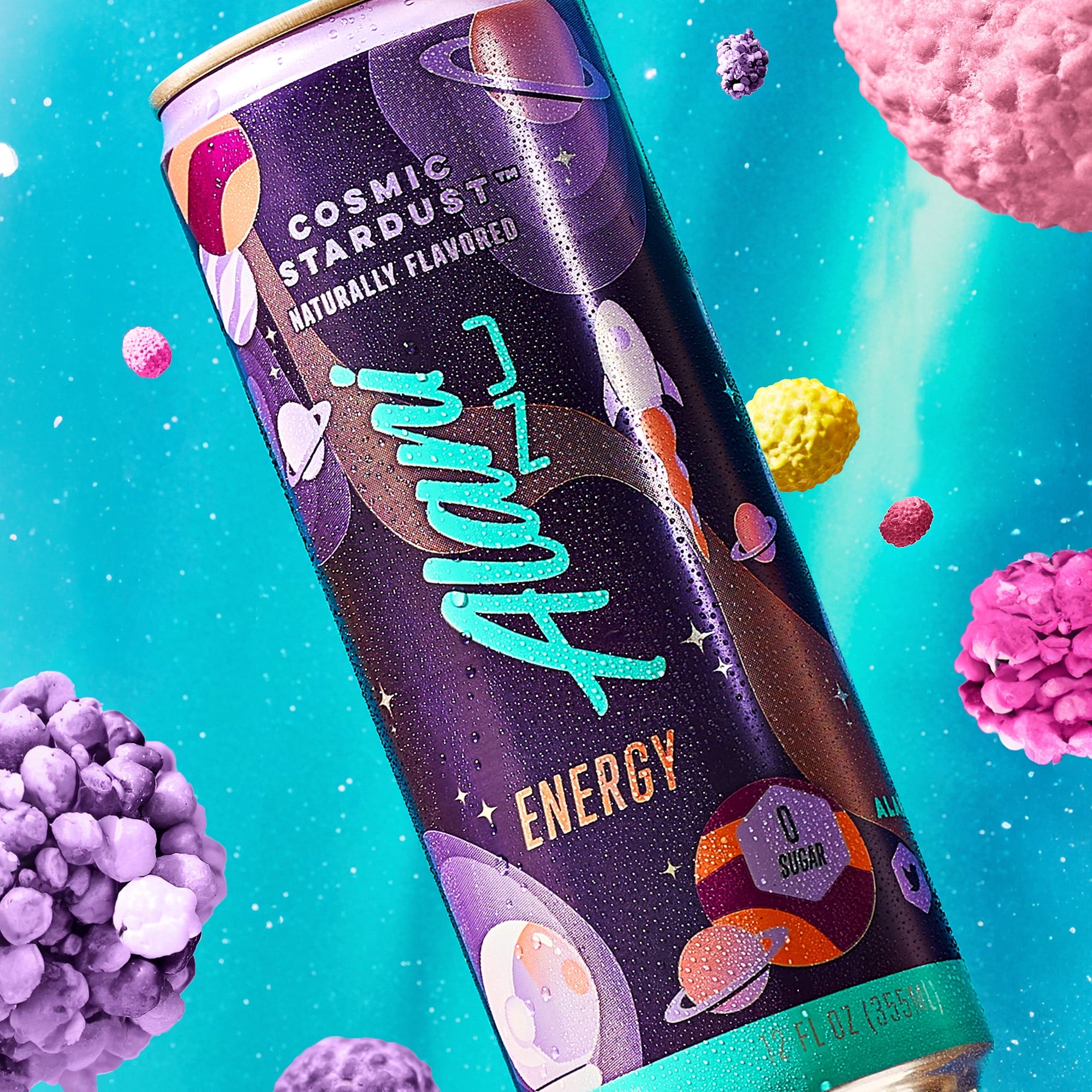 Sugar Free Energy Drink, Cosmic Stardust, 12 fl oz, 12 Pack, Cans, 200mg Caffeine