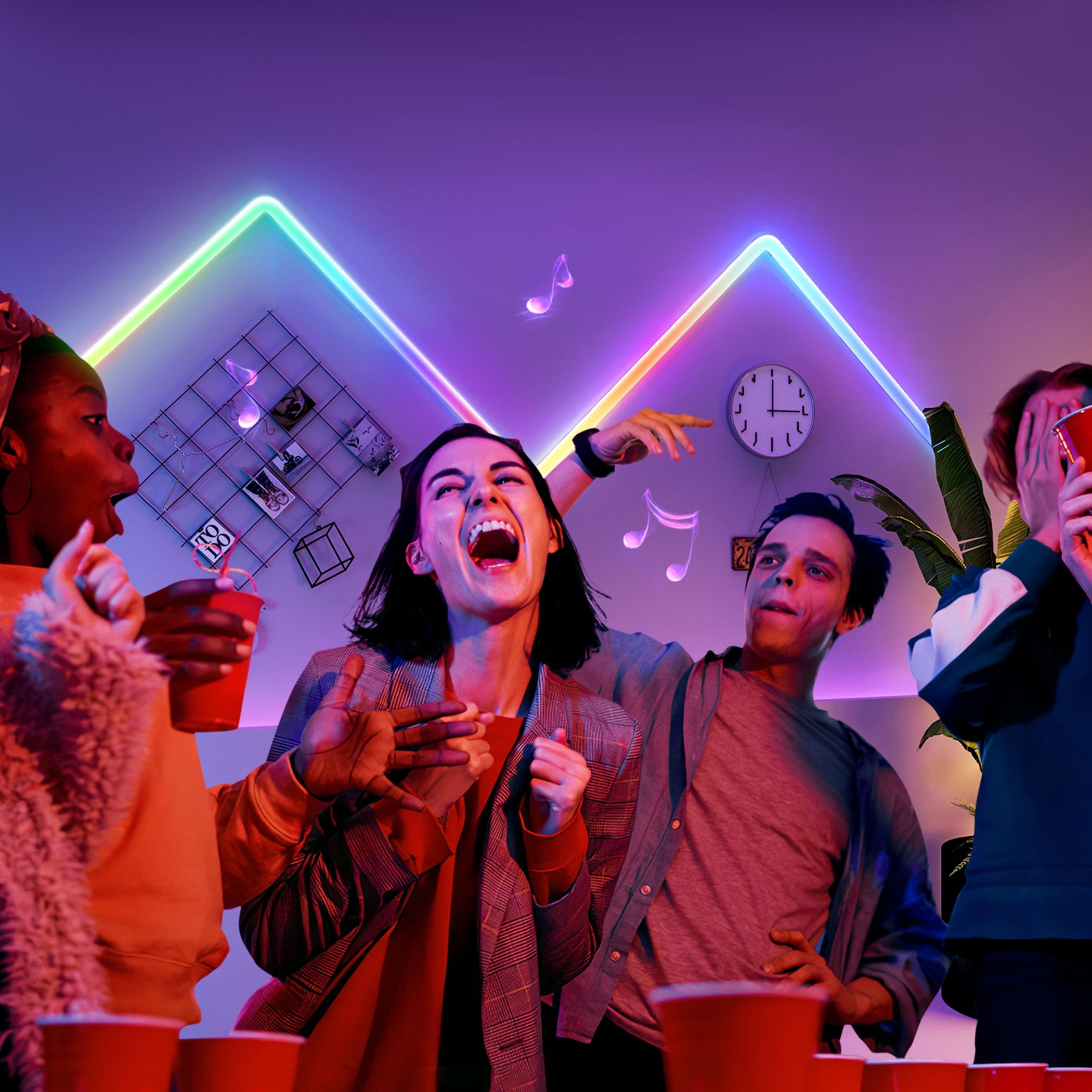 Glide A1 Indoor Smart LED Wall Lights (4+1), B6062A01, 40 Dynamic Scene Modes For Gaming Room Decor,Support APP Control,Voice Control