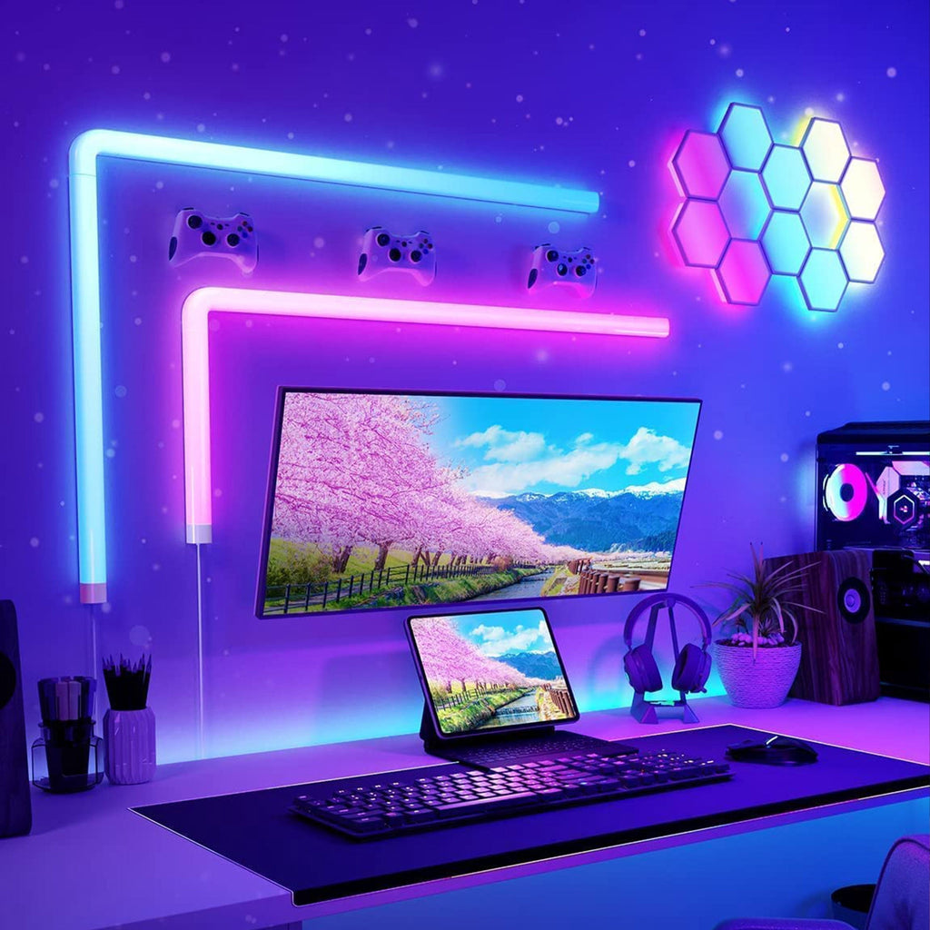 Glide A1 Indoor Smart LED Wall Lights (4+1), B6062A01, 40 Dynamic Scene Modes For Gaming Room Decor,Support APP Control,Voice Control