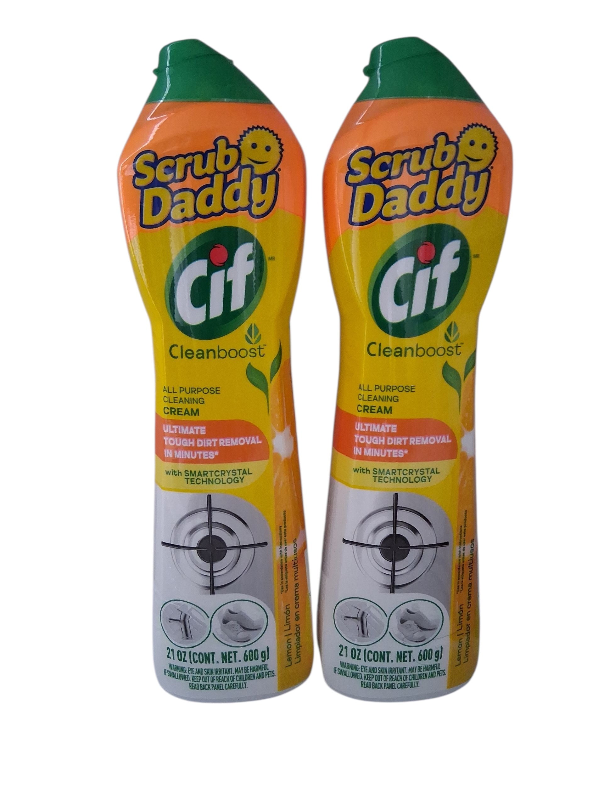 2pk Scrub Daddy Cif Cleanboost All-Purpose Cleaning Cream, Lemon, 21 oz (600 g) – Tough Dirt Removal with SmartCrystal Technology