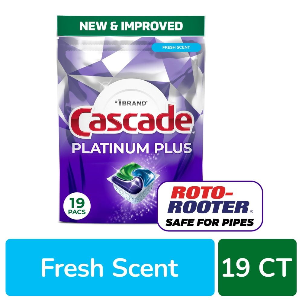 Platinum Plus Action Pacs Dishwasher Pods Dish Detergent Soap Lemon 19 ct - Pack of 2
